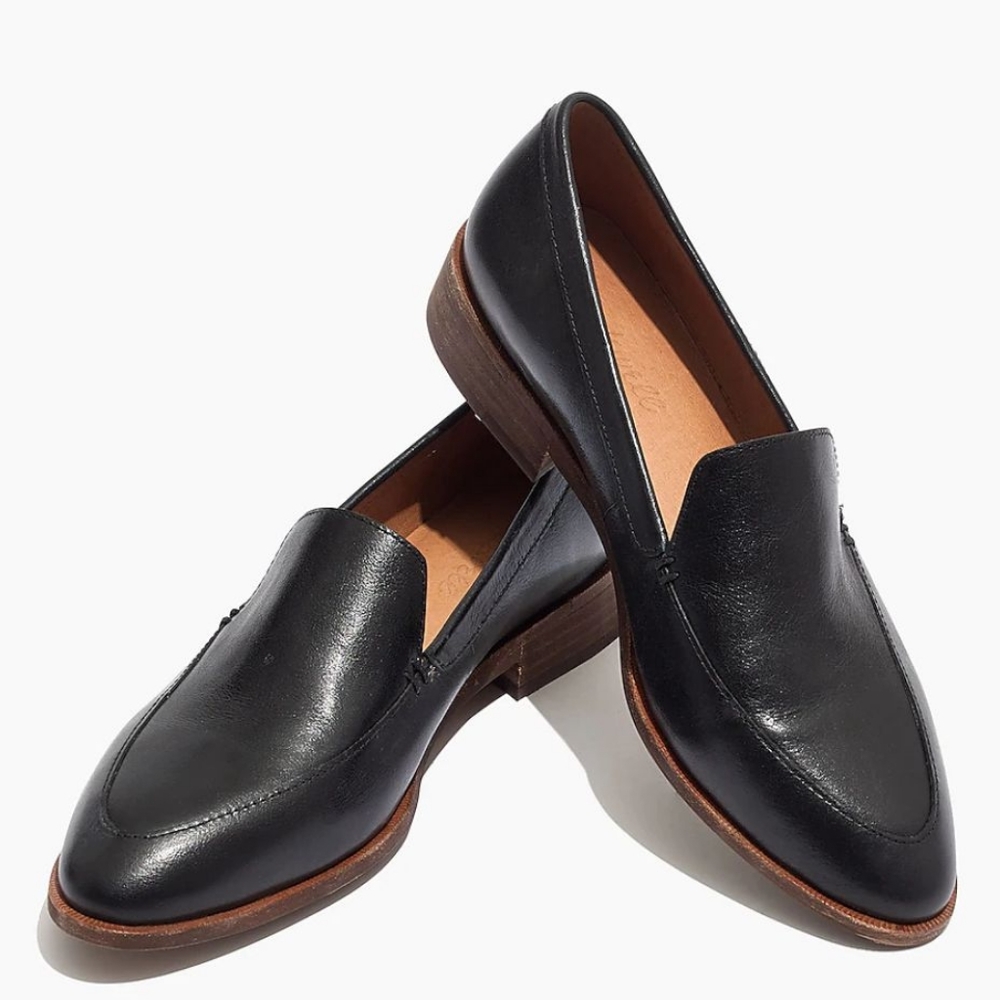 Black Leather Madewell Frances Loafers size 6